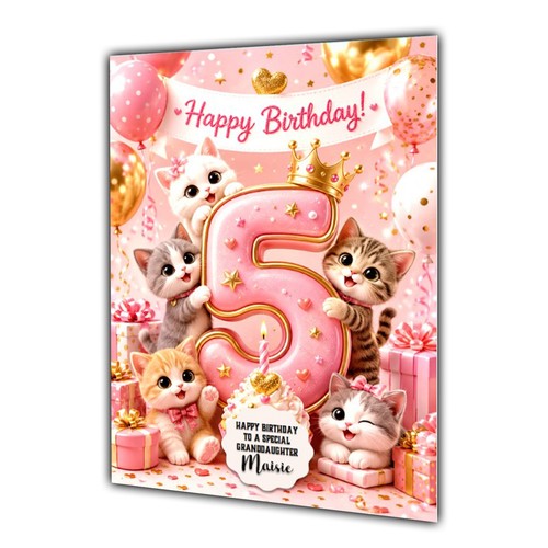 5th birthday card kitten - birthday, cat