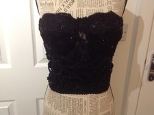 Vintage Black Glamorous elasticated evening Basque sized as Medium