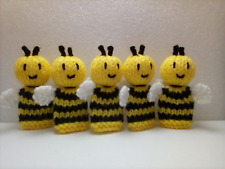5 Little Bumble Bees - Hand Knitted Finger Puppets  - Nursery Rhymes Songs - NEW