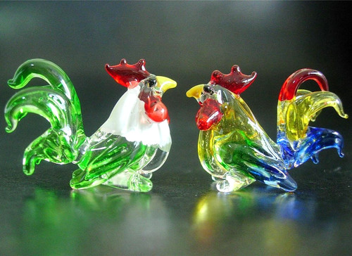 Miniature glass chicken - 2,