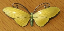 ANTIQUE VINTAGE STERLING SILVER & ENAMEL BUTTERFLY BROOCH BY JOHN ATKINS & SON
