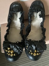 MIU MIU Women’s Ballerinas Leather Shoes UK Size 6 EUR size 39