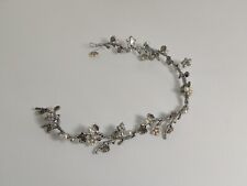 Bridal Hair Vine Diamante and Pearl Flower Silver Floral 35cm