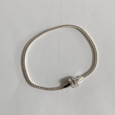 Rhona Sutton sterling silver foxtail chain barrel clasp charm bracelet, 19cm