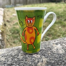Roy Kirkham Crazy Cats Ginger Tom Green Orange Fine Bone China Mug Cup 2000