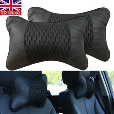 2Pcs Car Seat Head Neck Rest Leather Support Cushion Pad HeadRest Bone Pillow UK