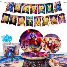 Transformers Birthday Decorations Blue 114pcs Transformers Party Tableware Set
