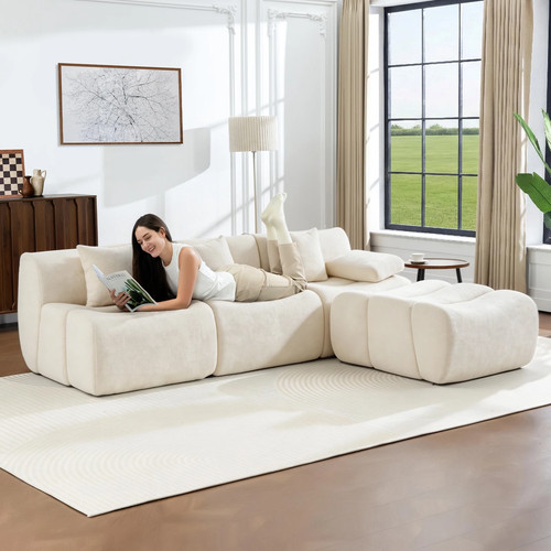 Modular chenille cloud sofa - chenille, l