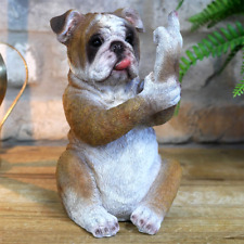Up Yours Bulldog Figure Rude Funny Dog Ornament 18cm Resin Detailed Casting