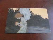 ORIGINAL  RAPHAEL KIRCHNER ART NOUVEAU GLAMOUR POSTCARD,ANGEL AT NIGHT TIME,GILT