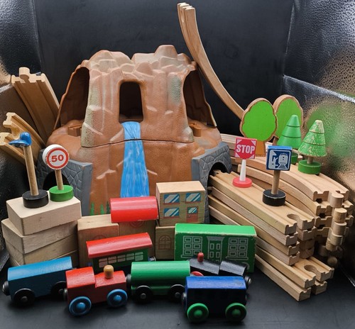 Large wooden railway - wooden, train