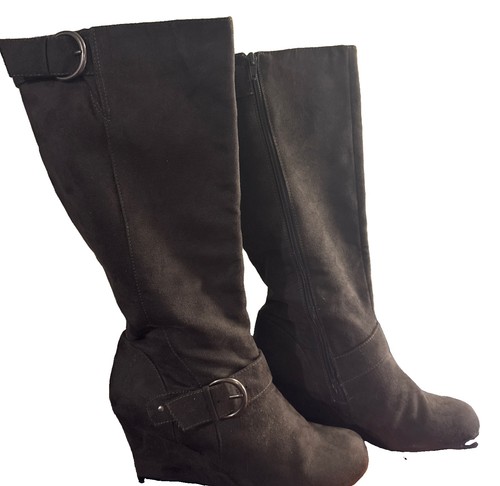 Wendy dark gray suede wedge - wendy,