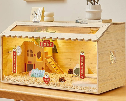 Wooden hamster cage - wooden, cage,