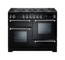 Rangemaster KCH110DFFBL/C 110cm Dual Fuel Range Cooker With Gas Hob Black/Chrome