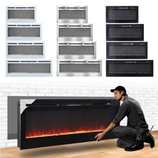 2024 Electric Wall Mounted LED Fireplace 12 Color Wall Inset Into Fire 40 50 60"