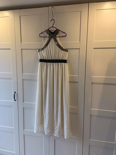 Cream embellished halter maxi