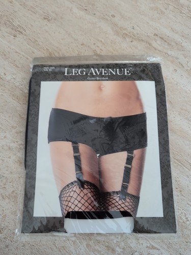 Black garter boyshort leg - black, by