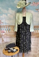 Wedding Outfit Dress 12 Jacket 14 Accessories Hat Bag Shoe Jacques Vert Green