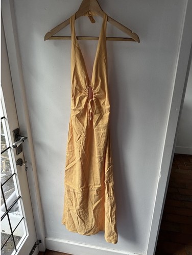 Zara orange halter - halter, linen