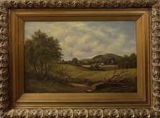 English School (19TH Cen-ry) : Rural Scene With A Woodsman  , Oil On Canvas