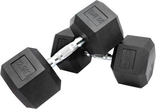 Hex rubber dumbbell set - rubber,