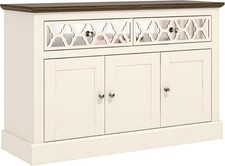 Ivory Oak Sideboard Cabinet 3 Door 2 Drawer Storage Unit for Hallway