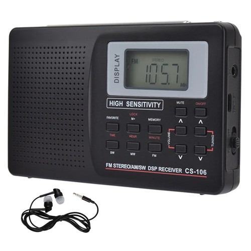 Black digital radio lcd - black,