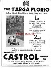 1929 Advert Wakefield CASTROL Motor Oil TARGA FLORIO Italy Small Print Ad 43/108