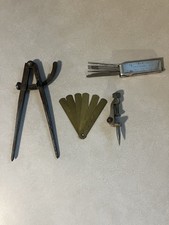 Vintage Lot Metal Wing Divider Compass Trammel Feeler Gauge Tip Cleaner Pics
