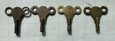 4 GOOD OLD/VINTAGE  BRASS MANTLE CLOCK KEYS  stamped sizes  6, 7, 8, 10