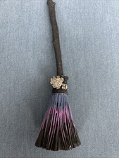 Desktop Positive Energy Purple Witch Broomstick with Silver Green Man Charm