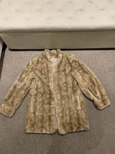 Brand New Vintage Tissavel France Womens Faux Fur Coat Beige/Natural Medium Size