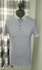 MENS POLO SHIRT - JEFF BANKS 24:7  / MATALAN - BLUE MARL - SIZE SMALL