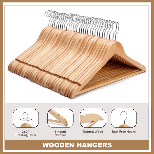 Natural wooden coat hangers - coat,
