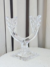 Vintage Clear Glass Double Candle Candelabra Pressed Glass with Two Arms Heavy