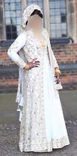 Asian Wedding Dress / Bridal Lengha Pakistani Indian Uk heavy white gold 
