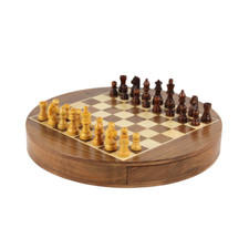 Solid Wood Round Chess Set 12