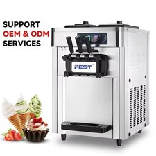  Soft Ice Cream Maker Commercial 3 Flavors Sweet Cones Vending Freezing Machine