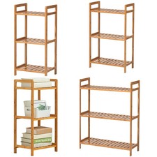 3 Tier Bamboo Wood Bookcase Shelf Storage Rack Slim Shelving Display Stand Unit 