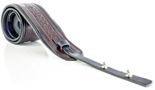 EMBOSSED CELTIC BROWN LEATHER PADDED ADJUSTABLE CRADLE BANJO STRAP  - UK MADE