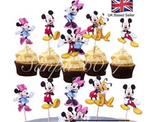 Micky & Minnie Mouse 6 ,12 or 24 Birthday Cake Cupcake Toppers  Double Sided