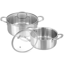 Stainless Steel Set Non Stick Pots Tri-Ply 6pcs 16.7cm 18.7cm & 20.9cm Cookware