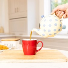 Globe Teapot 4 Cup 900ml Ceramic Strainer Ivory Blue London Pottery 84200