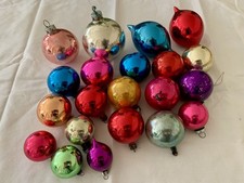 Vintage Christmas Decorations ~ Small Lot Glass Tree Baubles / Ornaments X 21