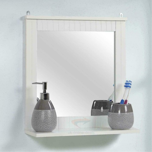 Wooden framed bathroom mirror - wooden,