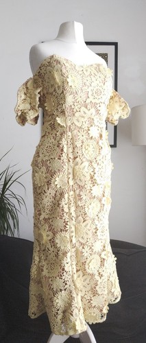 Yellow beige over - over, cutwork