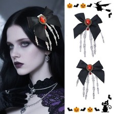 1Pair Ghost Claw Hair Clip Gothic Skeleton Hand Hairpin Halloween Headwear Decor
