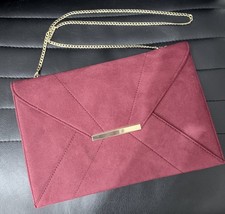 Burgundy Suede Envelope Clutch