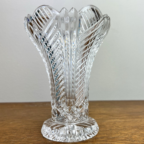 Vintage cut crystal vase - crystal,