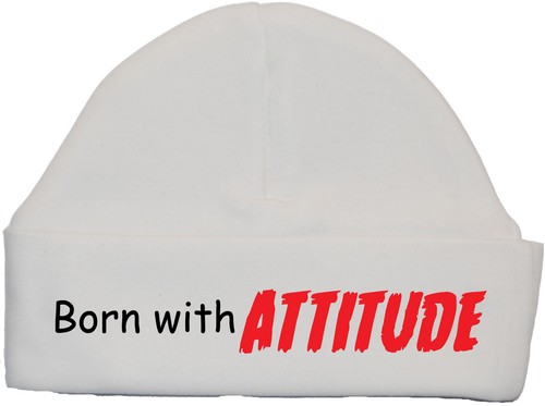 Born with attitude baby beanie - with,
